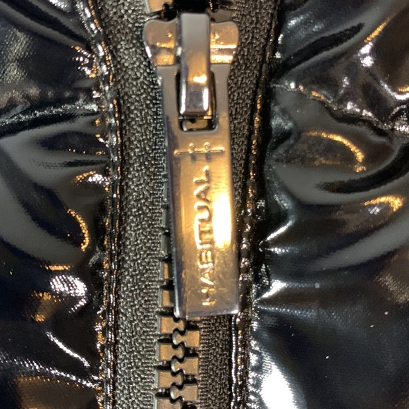 Habitual kids size 14 patent black shiny cropped glitter sleeve puffer coat - Picture 4 of 9